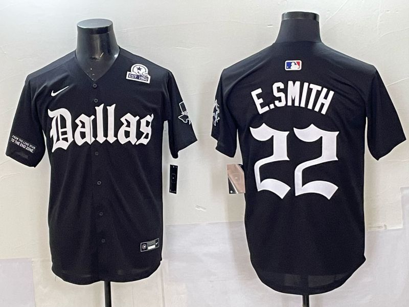 Men 2025 Nike Dallas Cowboys 22 E.Smith Black 5th generation Joint Name Limited NFL Jersey 018